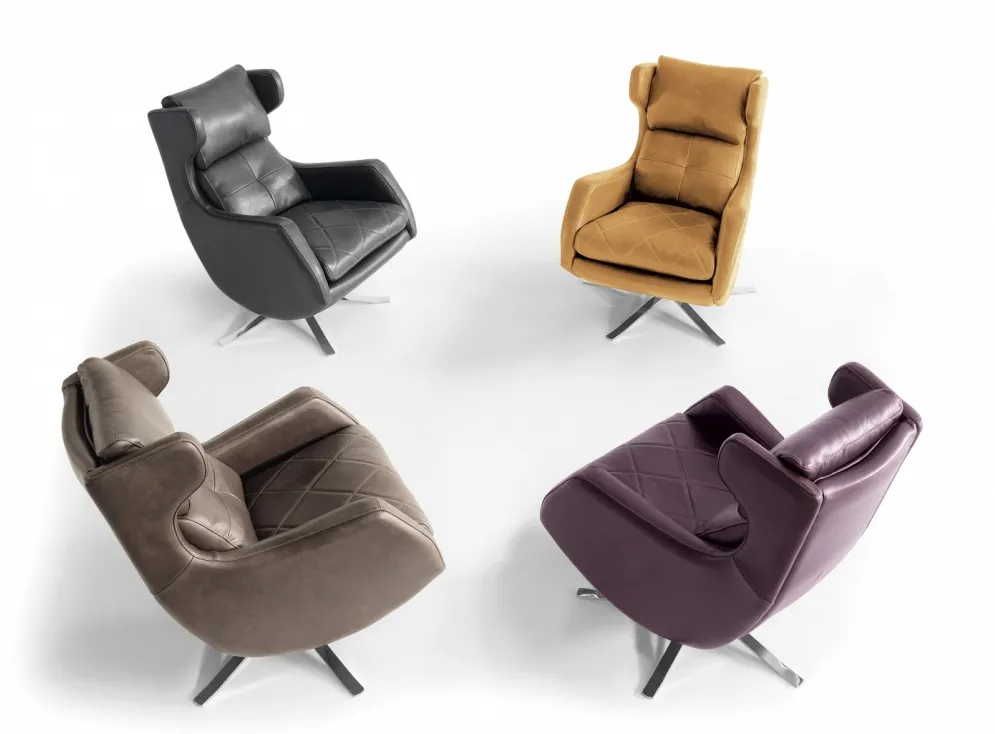 Fauteuil America pivotant cuir noir – Image 2