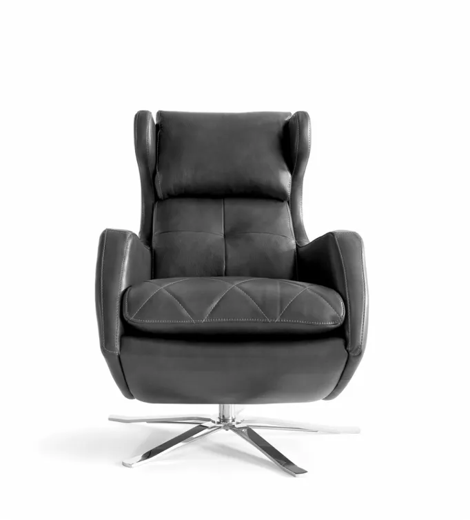 Fauteuil America pivotant cuir noir – Image 3
