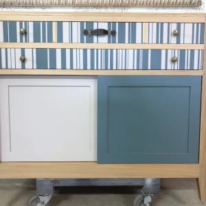 Bibus 2 tiroirs Louisiane 2 portes coulissantes gris & bleu