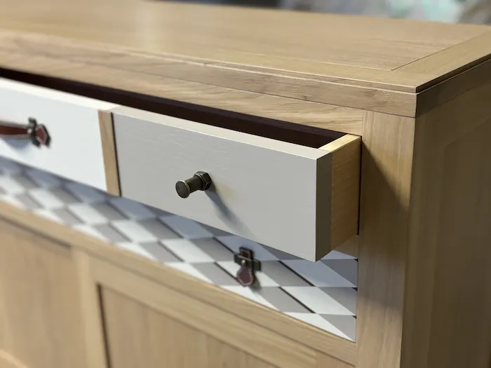 Bibus 2 tiroirs Ellipse 2 portes coulissantes gris & chocolat – Image 3