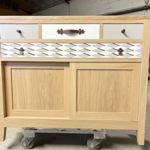 Bibus 2 tiroirs Ellipse 2 portes coulissantes gris & chocolat