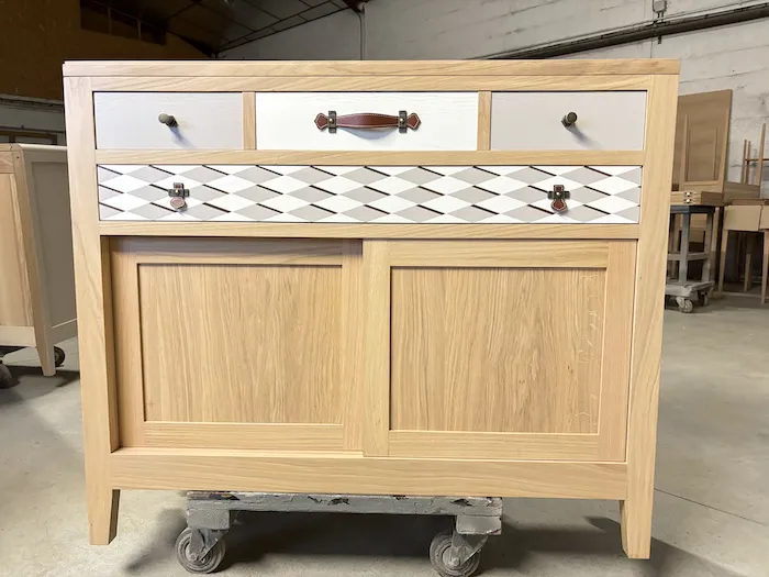 Bibus 2 tiroirs Ellipse 2 portes coulissantes gris & chocolat