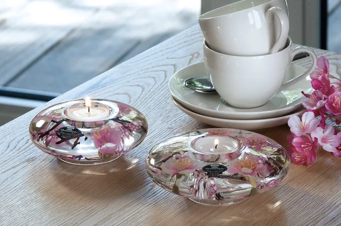 Bougeoir plat Fleurs roses – Image 5