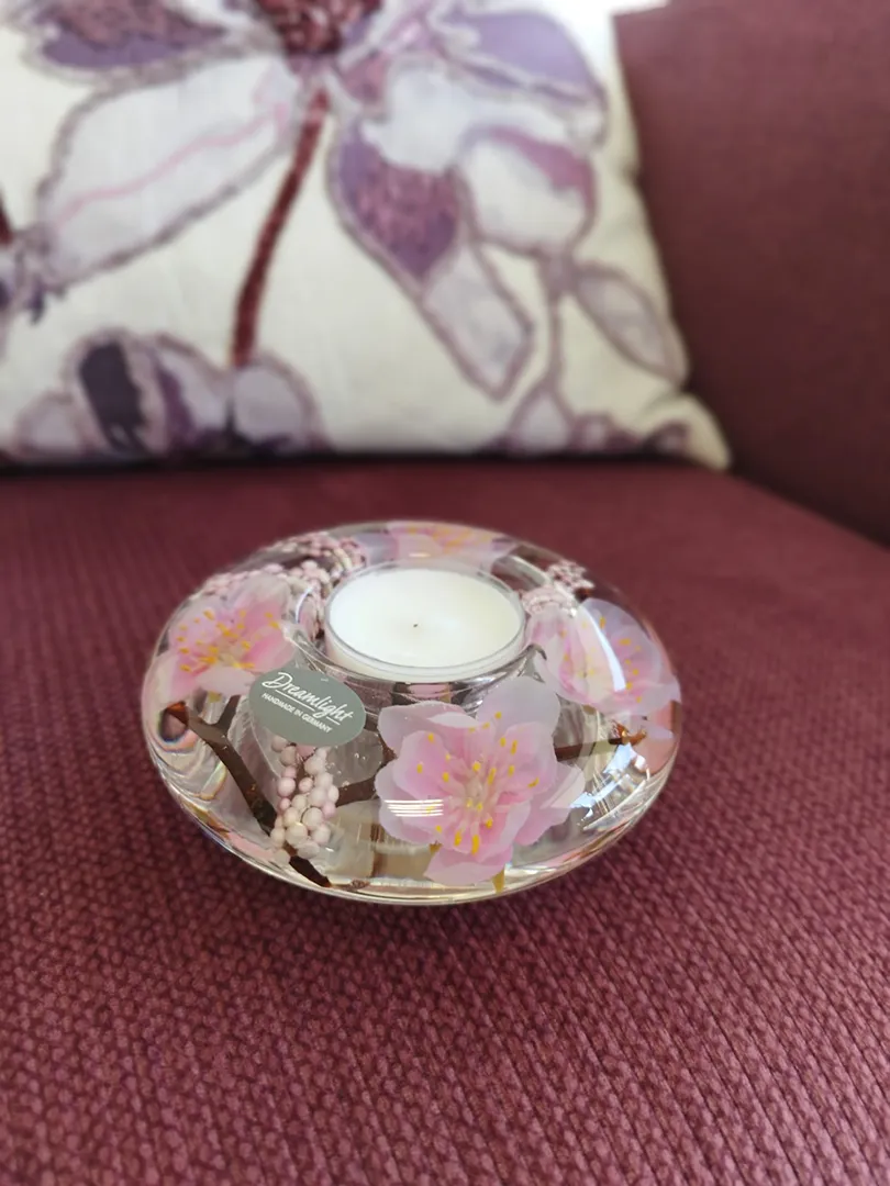 Bougeoir plat Fleurs roses – Image 3