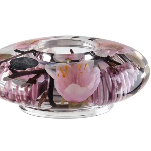 Bougeoir plat Fleurs roses