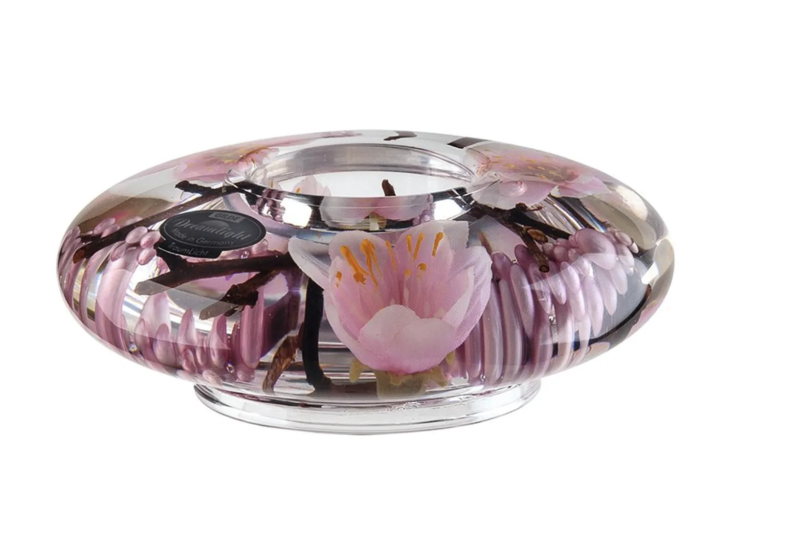 Bougeoir plat Fleurs roses