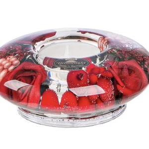 Bougeoir plat Fleurs rouges