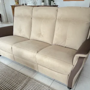 Canapé Giada 3 places en tissu chocolat et crème