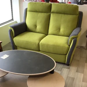 Canapé Giada 2 places tissu gris et vert pomme