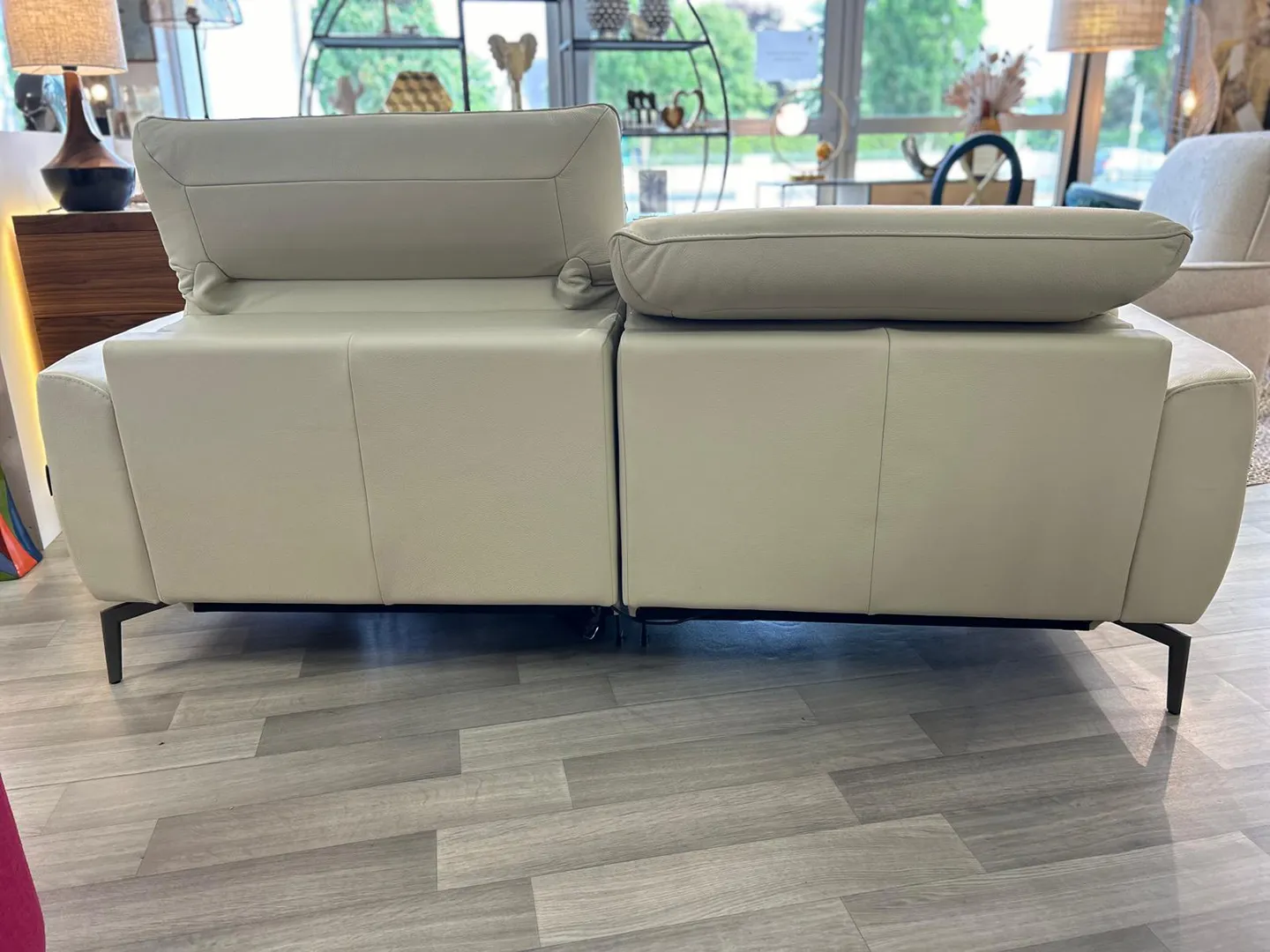 Canapé Michel relaxation en cuir beige – Image 2