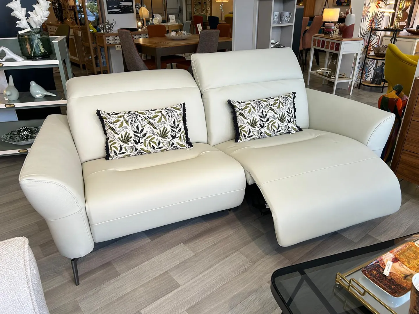 Canapé Michel relaxation en cuir beige