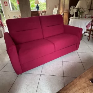 Canapé Convertible Roger tissu framboise