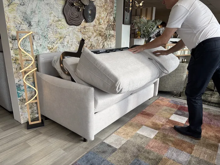 Canapé Convertible Tommy tissu gris beige – Image 2