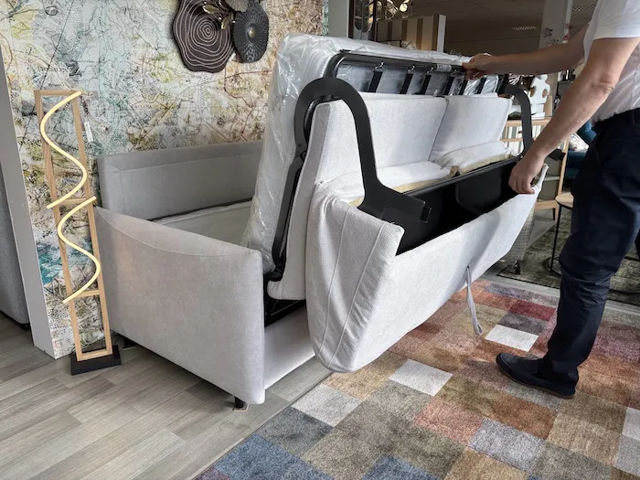 Canapé Convertible Tommy tissu gris beige – Image 3