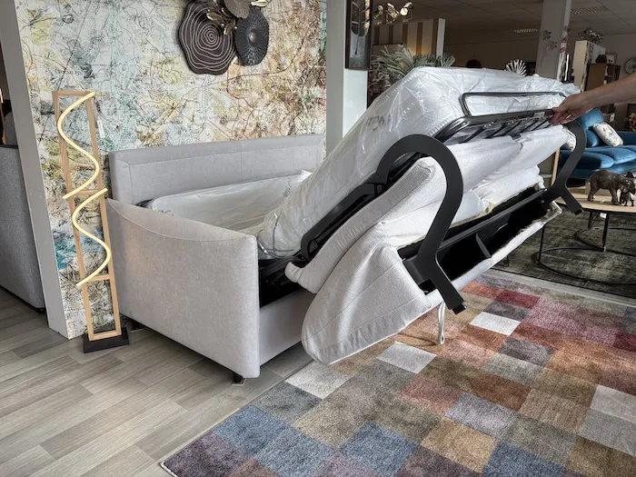 Canapé Convertible Tommy tissu gris beige – Image 4