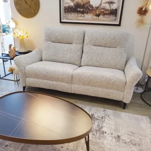 Canapé Travis relaxation + accoudoirs et têtières réglables beige