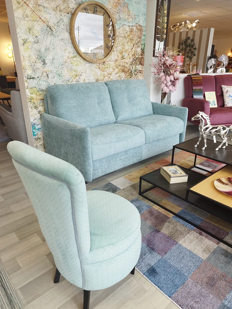 Canapé Convertible Tommy tissu vert d'eau – Image 7