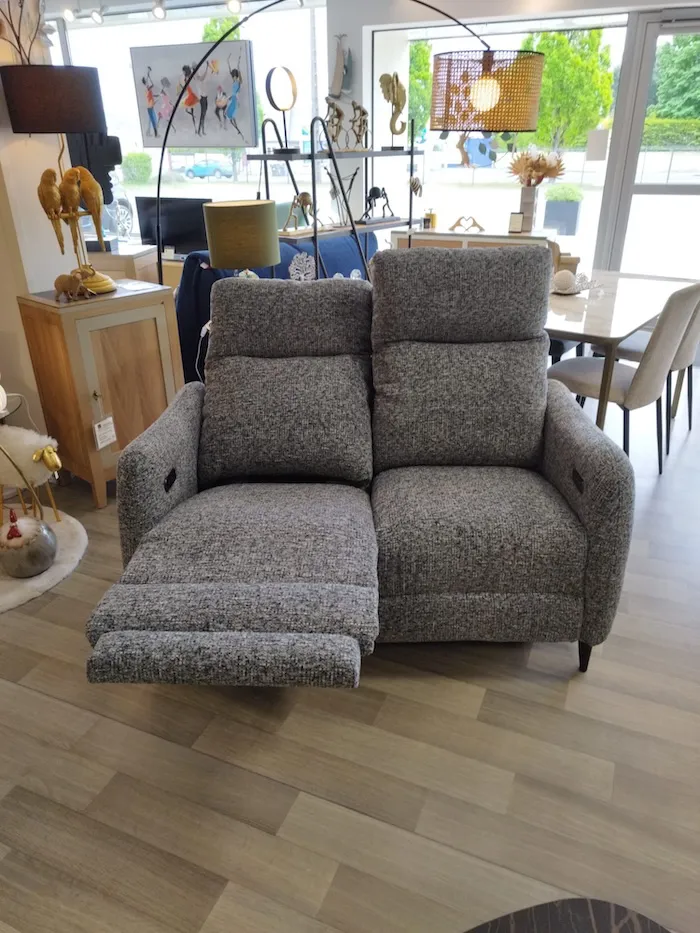 Petit canapé relaxation Oliver 2 places gris – Image 2