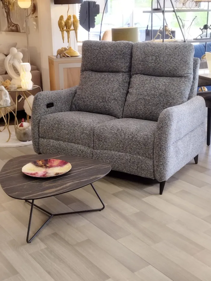 Petit canapé relaxation Oliver 2 places gris