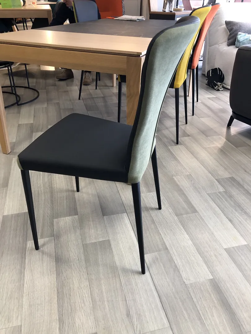 Chaise Francine bi matière noire/kaki clair – Image 11