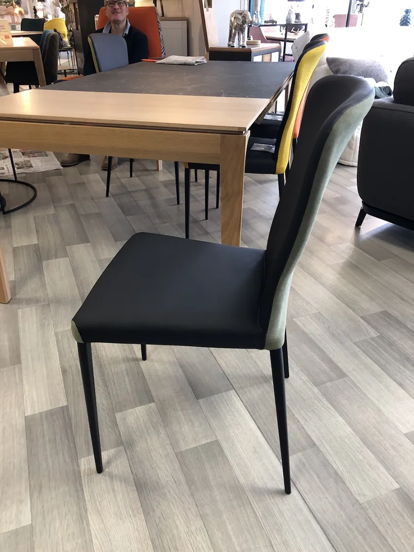 Chaise Francine bi matière noire/kaki clair – Image 13