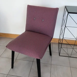 Chaise Soda tissu losanges gris & rouge