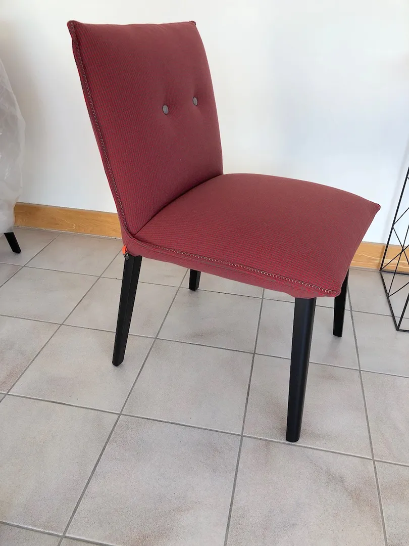 Chaise Soda tissu pied de poule gris & rouge – Image 2