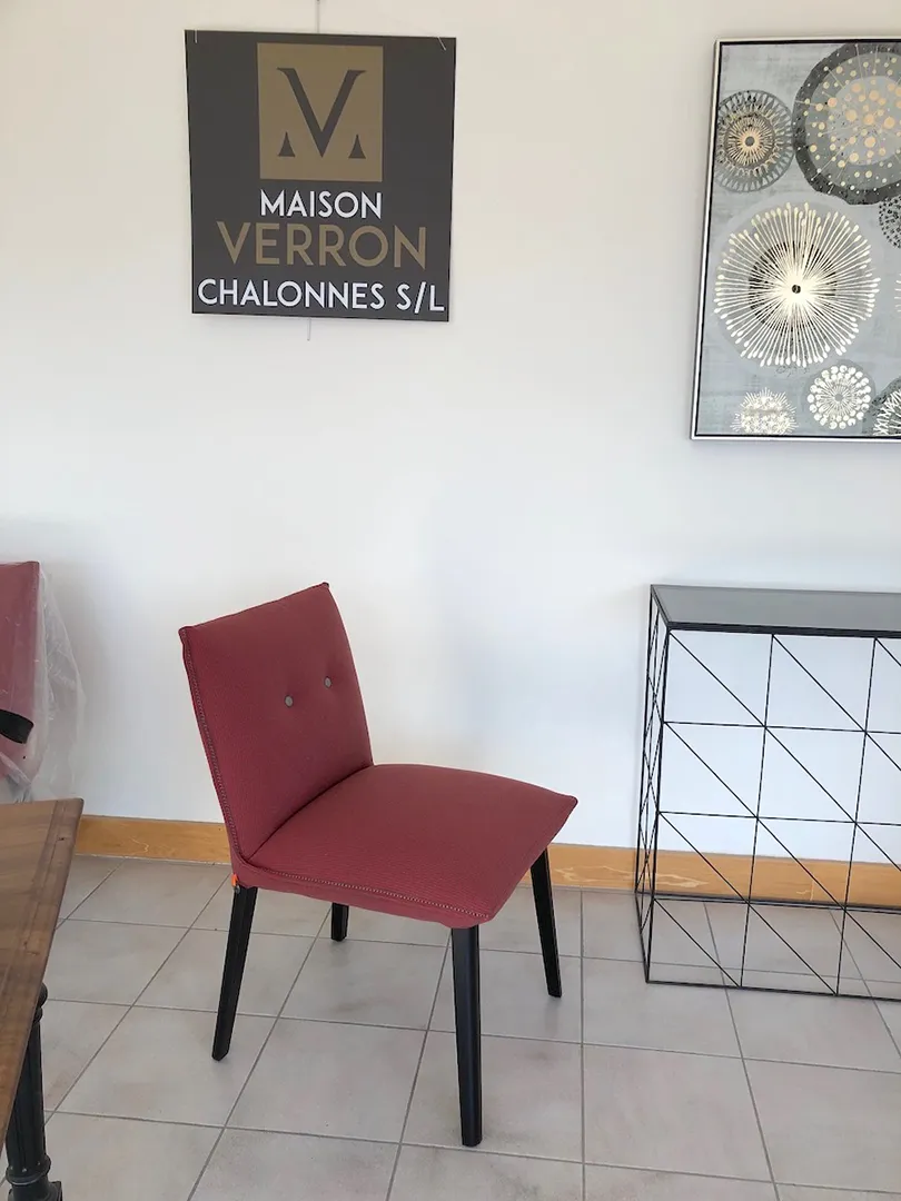 Chaise Soda tissu pied de poule gris & rouge – Image 3