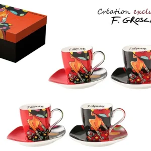 Coffret Femme à pois 4 tasses