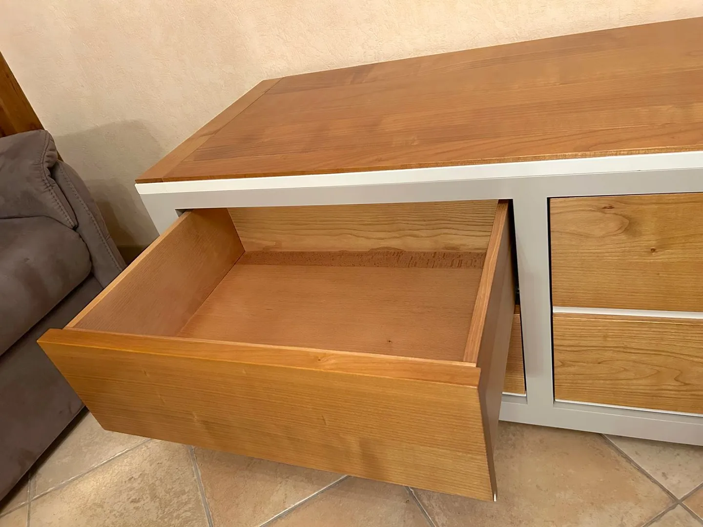 Commode télévision Ellipse 2 tiroirs 1 porte teinte blonde – Image 4