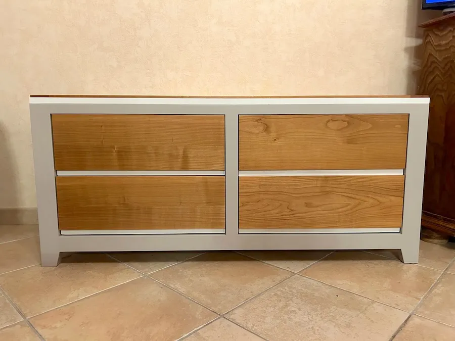 Commode télévision Ellipse 2 tiroirs 1 porte teinte blonde