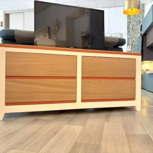 Commode télévision Ellipse ivoire et terracotta