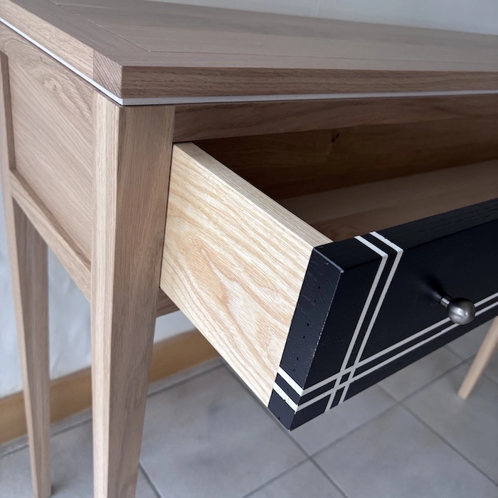 Console Ellipse 1 tiroir chêne noire