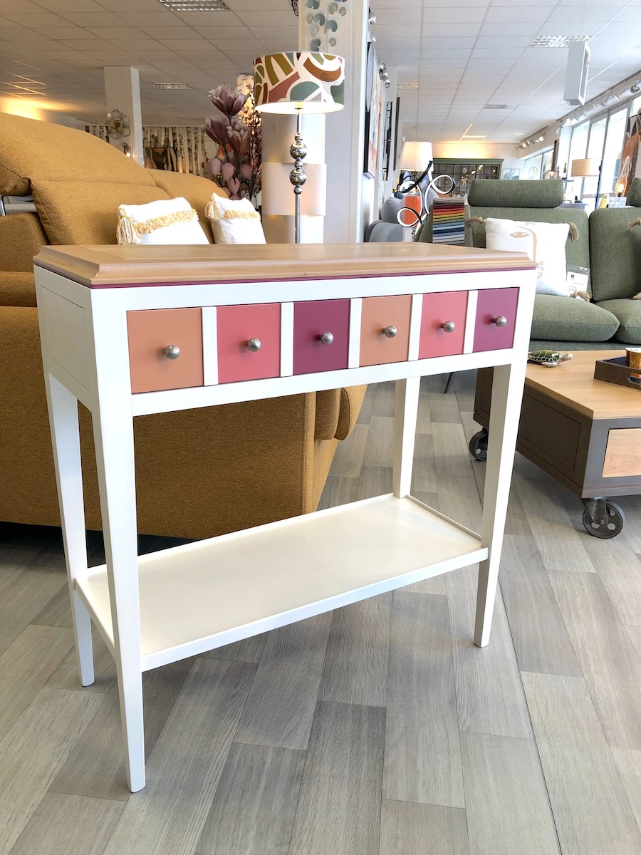 console entrée rose blanc