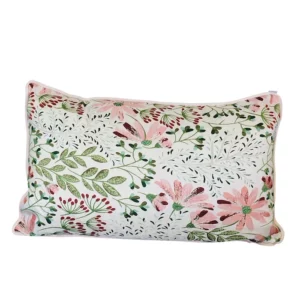 Coussin rectangulaire Fleuri rose