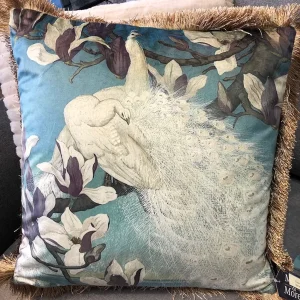 Coussin Paons blancs