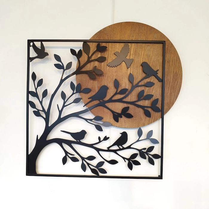 Décoration murale Arbre bois métal