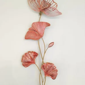 Décoration murale Gingko Rouge-Rose