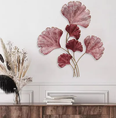 Décoration murale Gingko rouge et or – Image 2