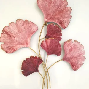 Décoration murale Gingko rouge et or