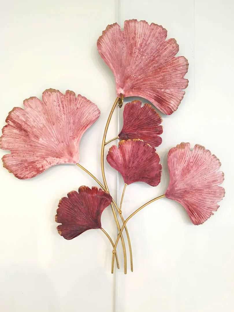 Décoration murale Gingko rouge et or