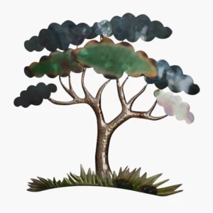 déco murale métal arbre bleu vert