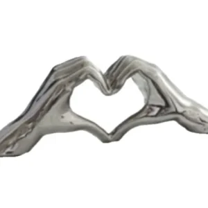 Déco Mains Coeur argent brillant