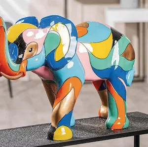 Sculpture Eléphant Colorblock