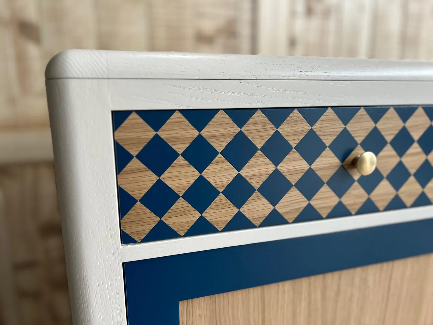 Enfilade Louisiane 3 portes coulissantes Bleue Blanche – Image 4