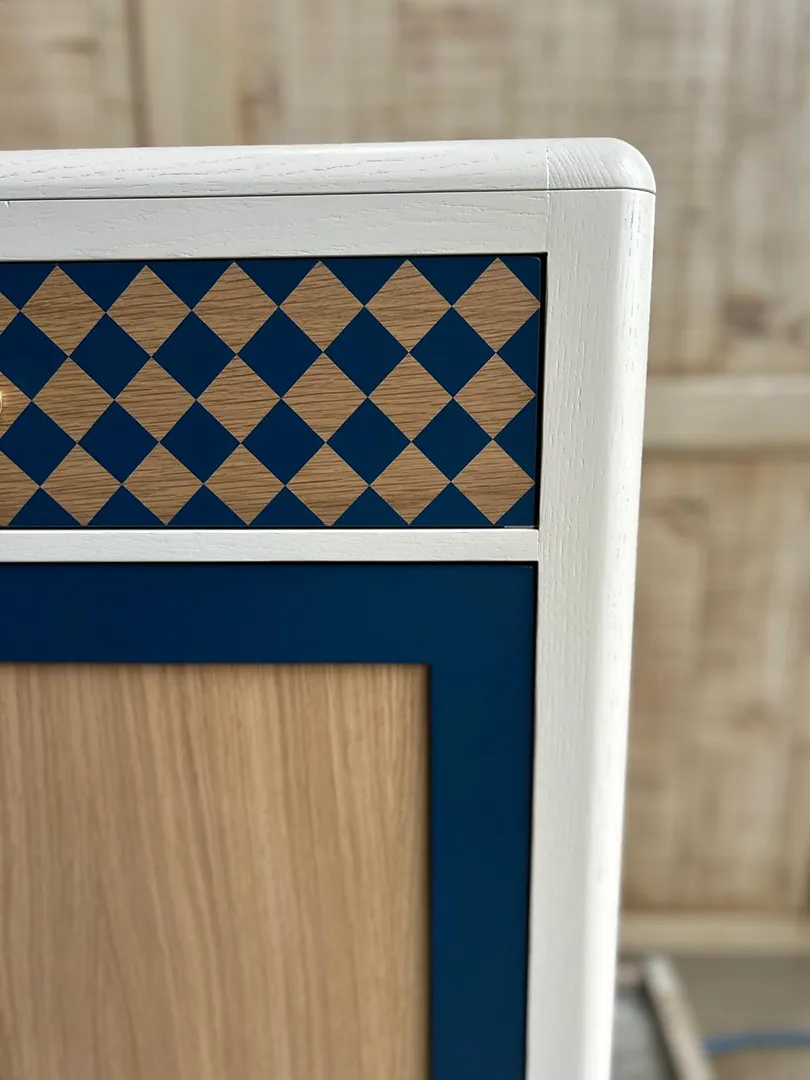 Enfilade Louisiane 3 portes coulissantes Bleue Blanche – Image 6