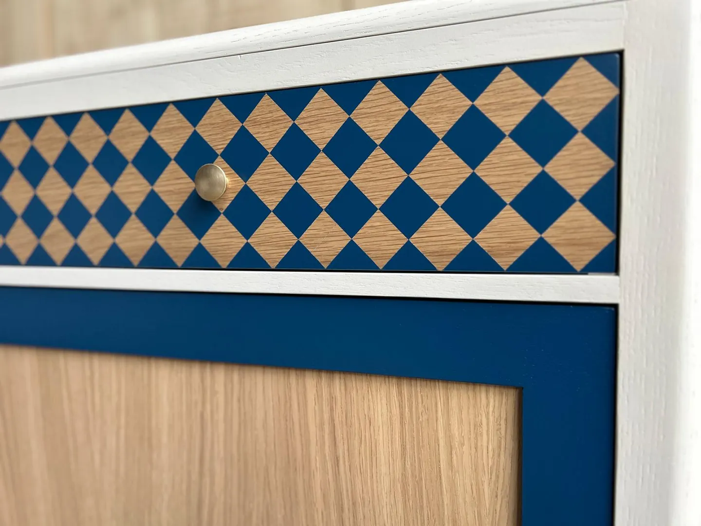 Enfilade Louisiane 3 portes coulissantes Bleue Blanche – Image 5