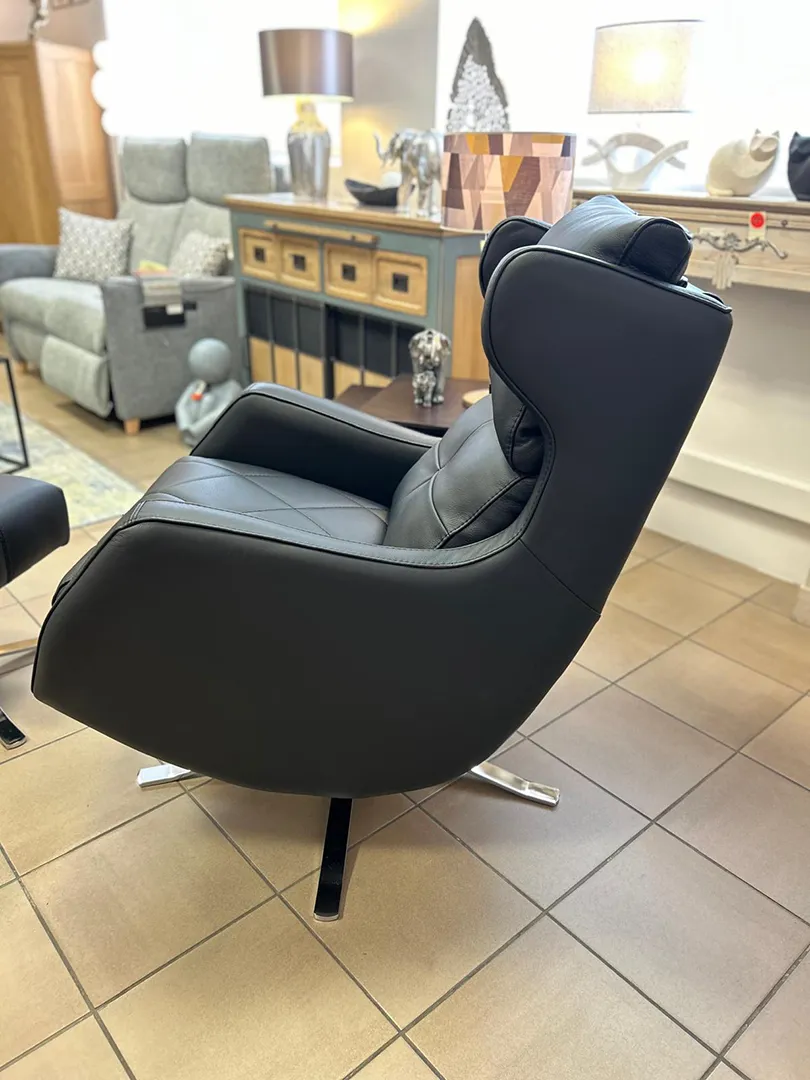 Fauteuil America pivotant cuir noir – Image 8
