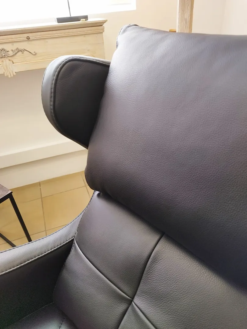 Fauteuil America pivotant cuir noir – Image 13