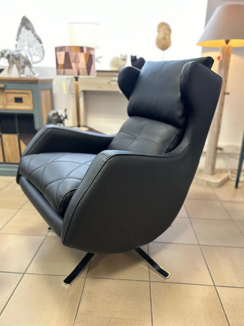 Fauteuil America pivotant cuir noir